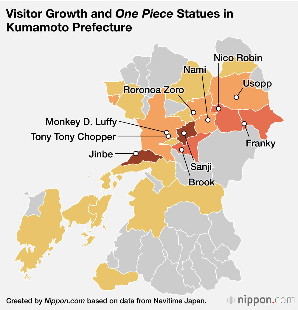 Visitor Growth and One Piece Statues in Kumamoto Prefecture