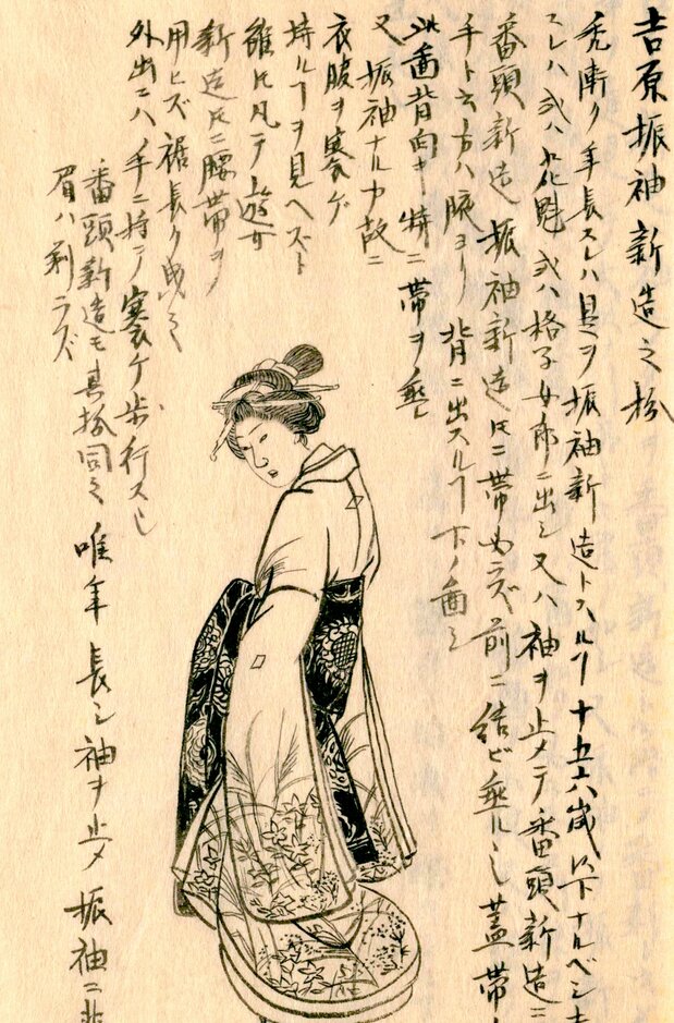 A shinzō at Yoshiwara. From Morisada mankō (Morisada’s Sketches). (Courtesy National Diet Library)