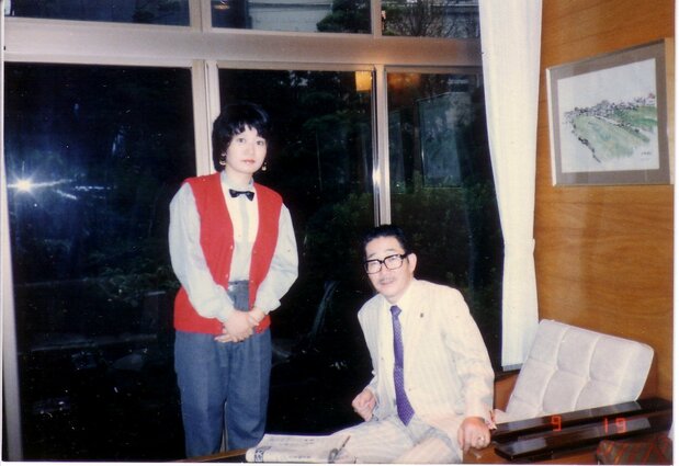 Sawato Midori with Matsuda Shunsui, shortly after being taken on as his disciple. (Courtesy Matsuda Film Productions)