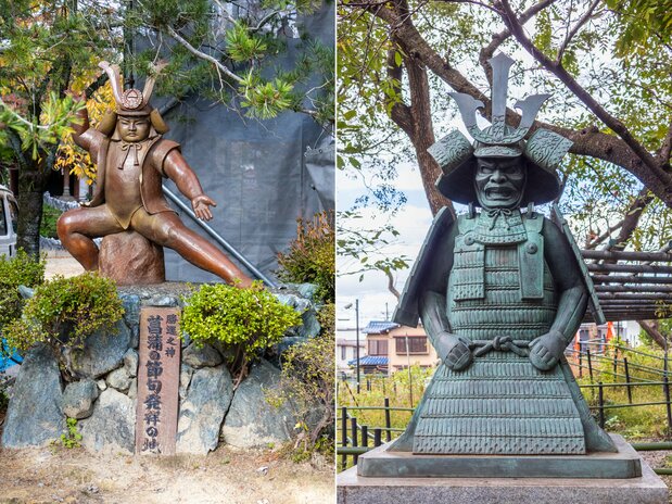 Una estatua que representa los orígenes del Festival del Cálamo Aromático.