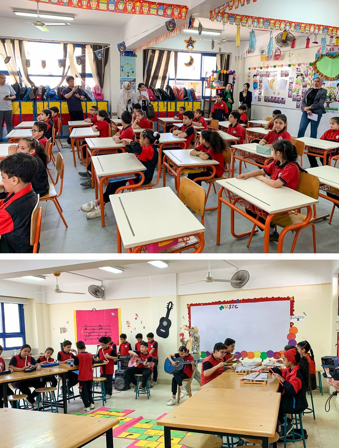 زيارة إلى إحدى المدارس المصرية اليابانية لمتابعة لمتدربي الدورة العاشرة. الصورة من تقديم: كلية الدراسات العليا الاتحادية لتدريب المعلمين في جامعة فوكوي.