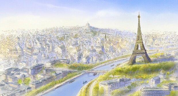 水彩画のように描き込まれたパリの風景を大スクリーンで ©2022 Onyx Films – Bidibul Productions – Rectangle Productions – Chapter 2