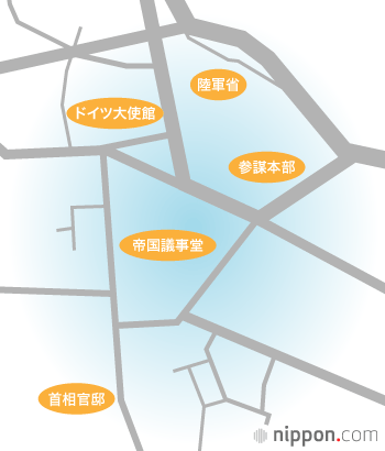 ゾルゲの時代のドイツ大使館周辺の地図