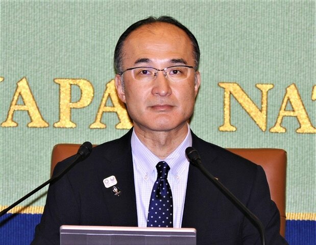 日本アンチ・ドーピング機構の浅川伸専務理事(2019年10月21日撮影、東京・内幸町の日本記者クラブ) 共同