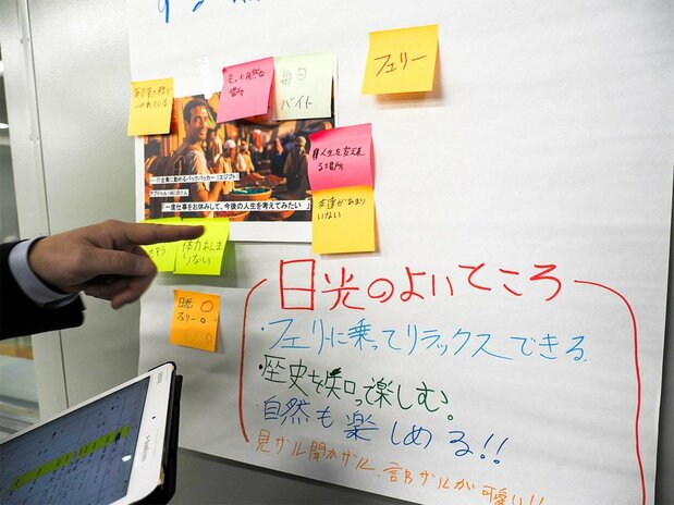 Hōsen Gakuen, en Nakano (Tokio), ha diversificado su enfoque de las pruebas, incluyendo el trabajo en grupo entre los solicitantes reunidos para investigar un tema y elaborar un informe al respecto. (Cortesía del Shutoken Moshi Center)