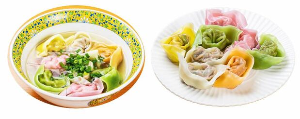苏园的招牌美食“五色大馄饨”