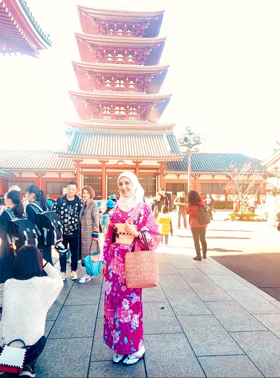 東京・浅草寺で着物姿に挑戦（写真：本人提供）