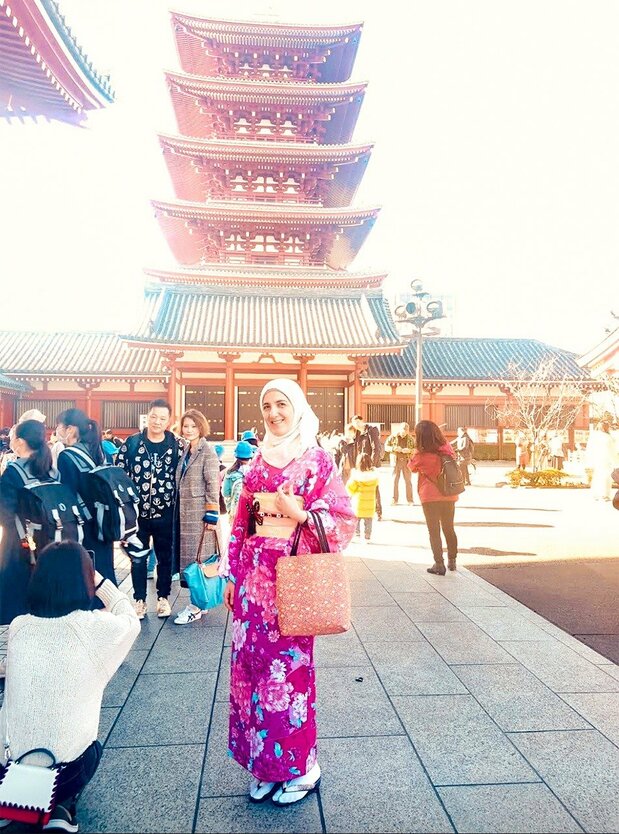 東京・浅草寺で着物姿に挑戦(写真:本人提供)
