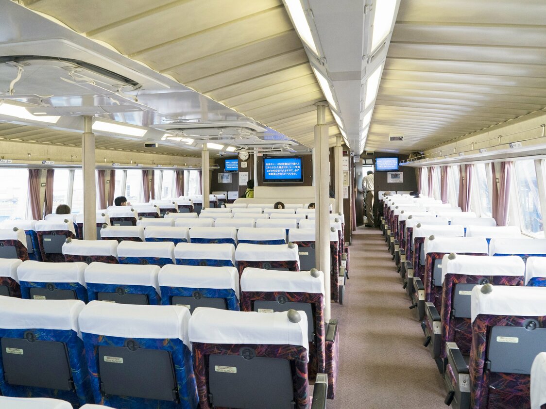 The Pegasus offers a smooth, swift ride, but passengers must fasten seatbelts and cannot go out onto the deck.