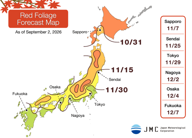Red Foliage Forecast Map