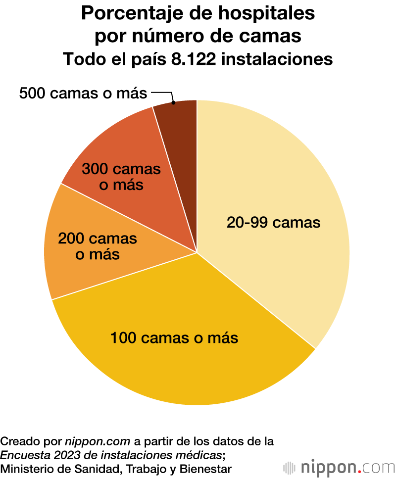 Porcentaje de hospitales por número de camas