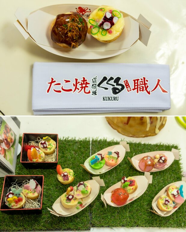Les décorations permettent de créer une énorme variété de takoyaki. À la fin de la formation, on reçoit un bandeau hachimaki commémoratif.