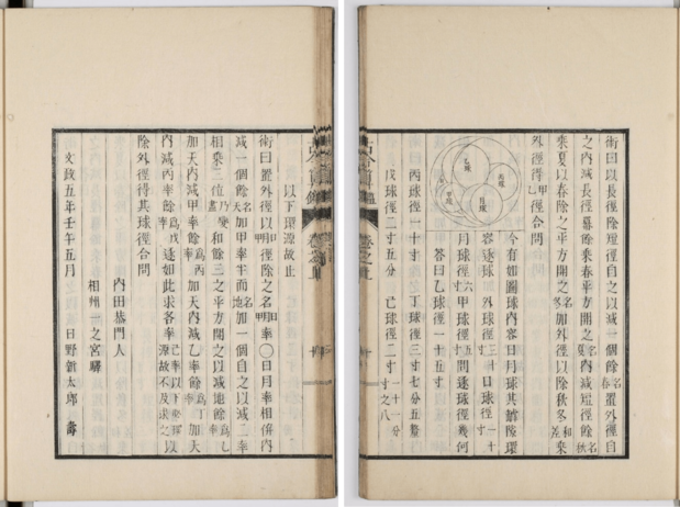 Versión digitalizada del libro Kokon Sankan, de la colección del archivo del Departamento de Matemáticas de la Universidad de Kioto.