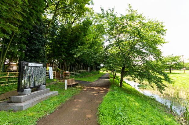 The rear garden of Nakanchi is directly accessible from the park. The entrance is near a stone monument describing the planting of cherry trees in Seien Park.