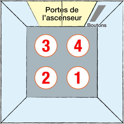 Une personne de l’équipe se placera près des boutons de l’ascenseur. (© Pixta, édité par Nippon.com)