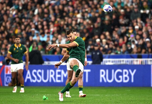 W杯フランス大会決勝戦ではキックで魅せた南ア代表ハンドレ・ポラード(2023年10月28日、フランス・サンドニ) AFP=時事