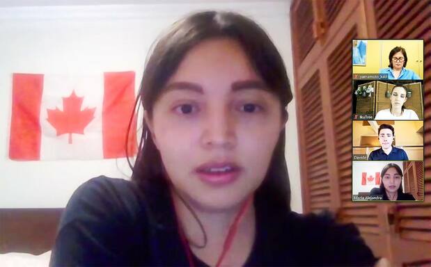 日本に入国できない留学生が連帯しようとFacebookページをつくったコロンビア人のマリアさん。オンラインで取材に応じた 筆者撮影