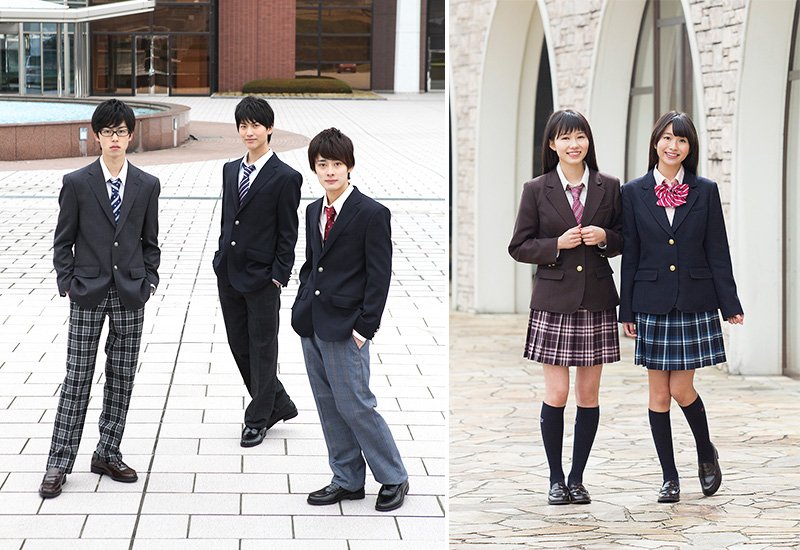 Uniformes de la firma Conomi, una marca de prendas escolares popular en todo Japón (imagen cortesía de Conomi).