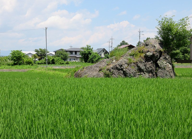 Pedruscos depositados por el lahar en Kanbara.