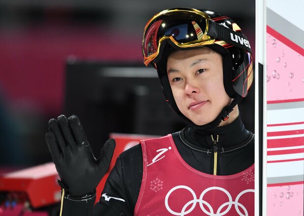 21歳で挑んだ平昌五輪のノーマルヒルでは7位入賞に終わったが、日本勢最高位で脚光を浴びた(2018年2月10日、韓国・平昌)AFP=時事