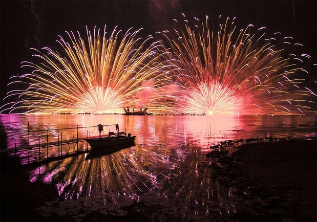 The Lake Suwa Fireworks Festival is one of Japan’s biggest, with some 40,000 shells launched into the sky.