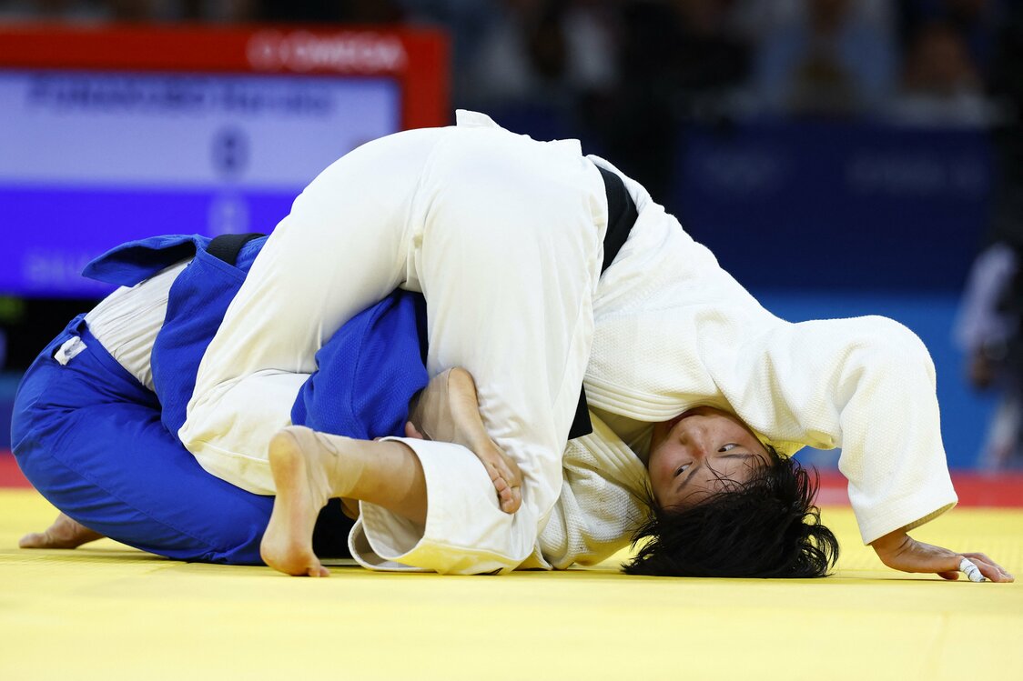 3位決定戦でリオ金メダリストシルバ（ブラジル）を相手に9分に及ぶ激闘に耐えた舟久保選手（ロイター）