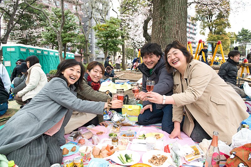 ¿Qué suelen comer los japoneses bajo los cerezos?