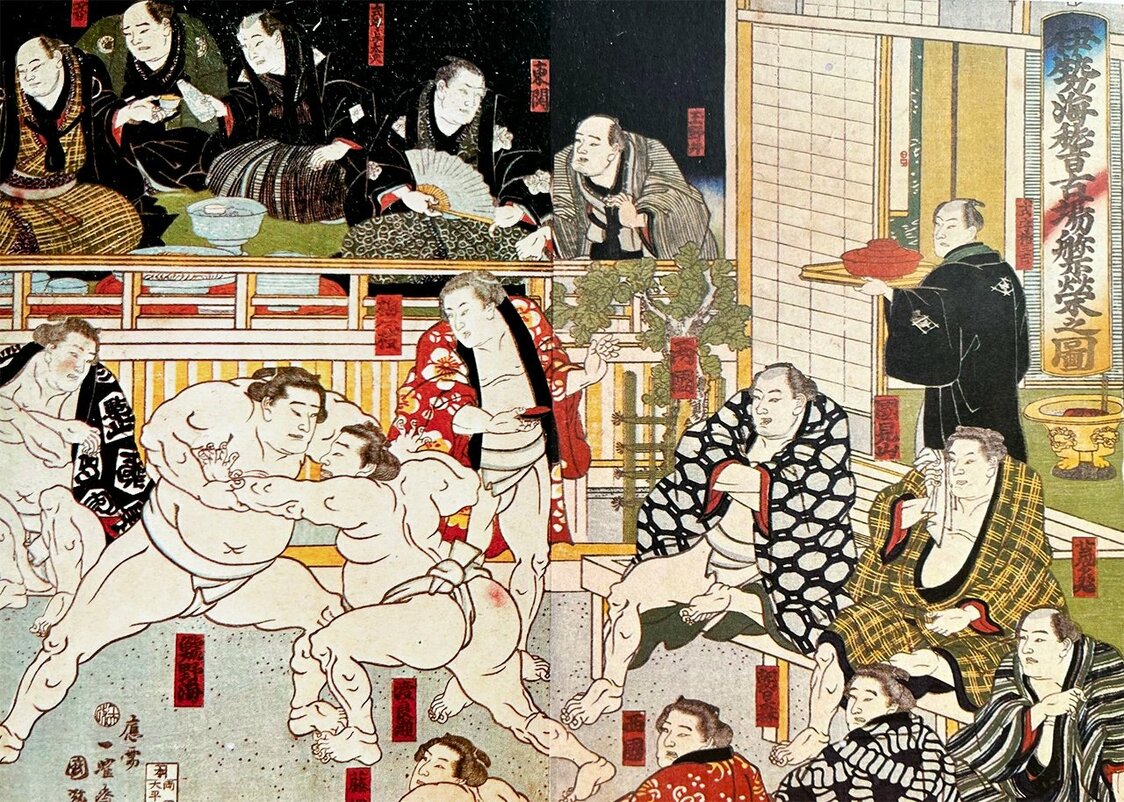 錦絵に描かれた明治時代初期の稽古場の光景―「伊勢ノ海稽古場繁栄之図」―（作・歌川国輝）