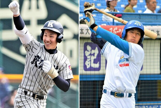 左/福井・敦賀気比高校時代の吉田は1年生から4番を務め、春夏合わせ2度甲子園の土を踏んだ(2010年3月28日、兵庫県・甲子園球場) 右/青山学院大学進学後も1年春季リーグからクリーンナップとして活躍した(2015年10月5日、東京都・神宮球場) 時事