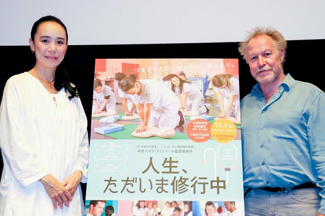 2020年東京五輪の公式記録映画監督に就任した河瀬直美監督、「ドキュメンタリー、フィクションというカテゴリーを超えて、作家としてオリジナリティのあるものを作っていくことが私の使命」と、自身を見出してくれたフィリベール監督の前で決意新たに語った（撮影：渡邊玲子）