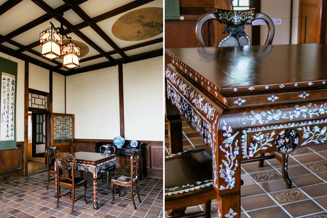 The dragon on the ceiling was painted by Wang Yiting, a Shanghai-born industrialist and calligrapher. (© Kawaguchi Yōko)