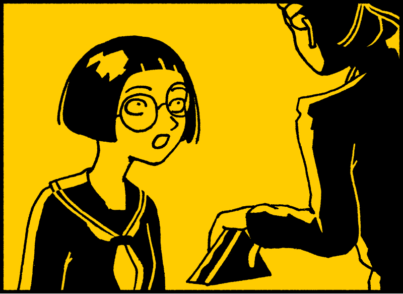 Oficinista: “¡Qué barato! Ponme uno.Noriko: “¿Cómo?”