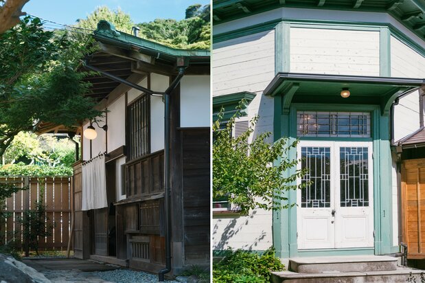 Les entrées respectives de la partie japonaise à gauche et de la partie occidentale à droite.