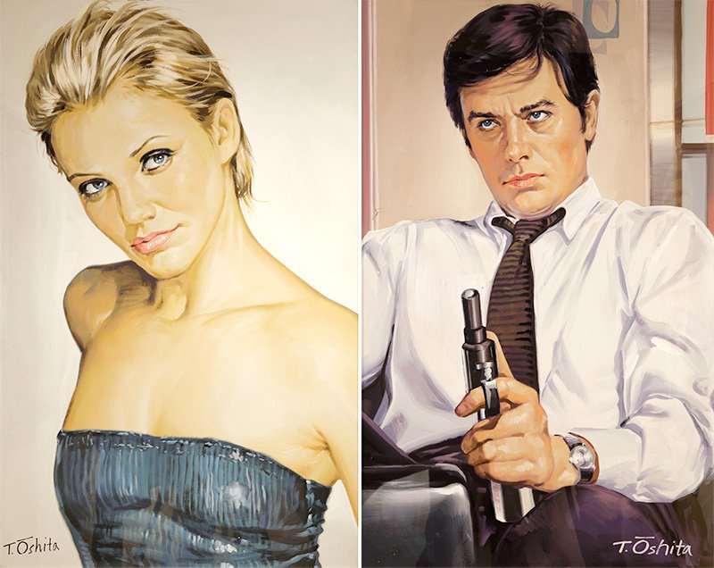 Cameron Diaz (izquierda) y Alain Delon