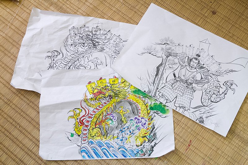 在制作之前，川崎绘制的“扛山笠”效果图