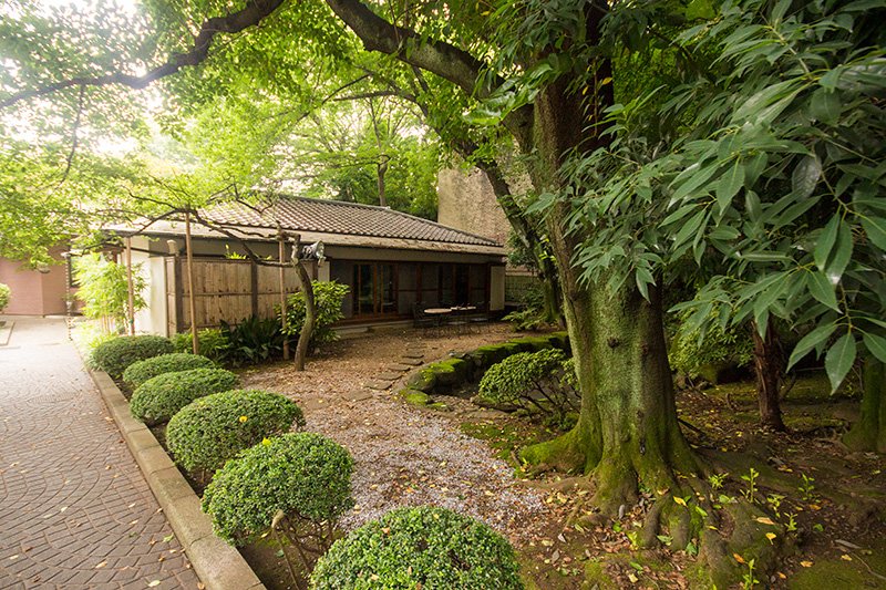 ゲストの宿泊用としても使われている日本家屋。庭園には滝も流れている