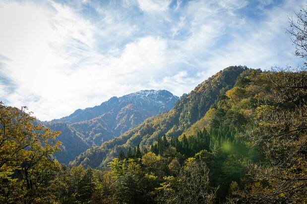 Snow is already visible at the very top of the mountains by the end of October.