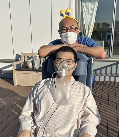 Kanaru Nakayama (front) with his father, Kazuhiko, on Sept. 3, 2025 (Courtesy of Kazuhiko)