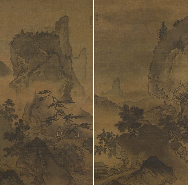 日本重要文化遗产《四季山水图》中的春(右)和夏(左)(东京国立博物馆藏,ColBase)