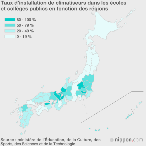 Seulement la moitié des écoles et collèges publics sont équipés de climatiseurs au Japon