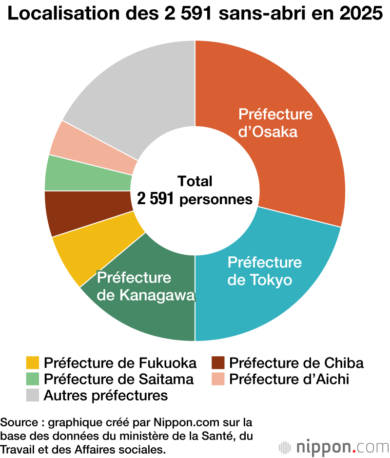 Localisation des 2 591 sans-abri en 2025