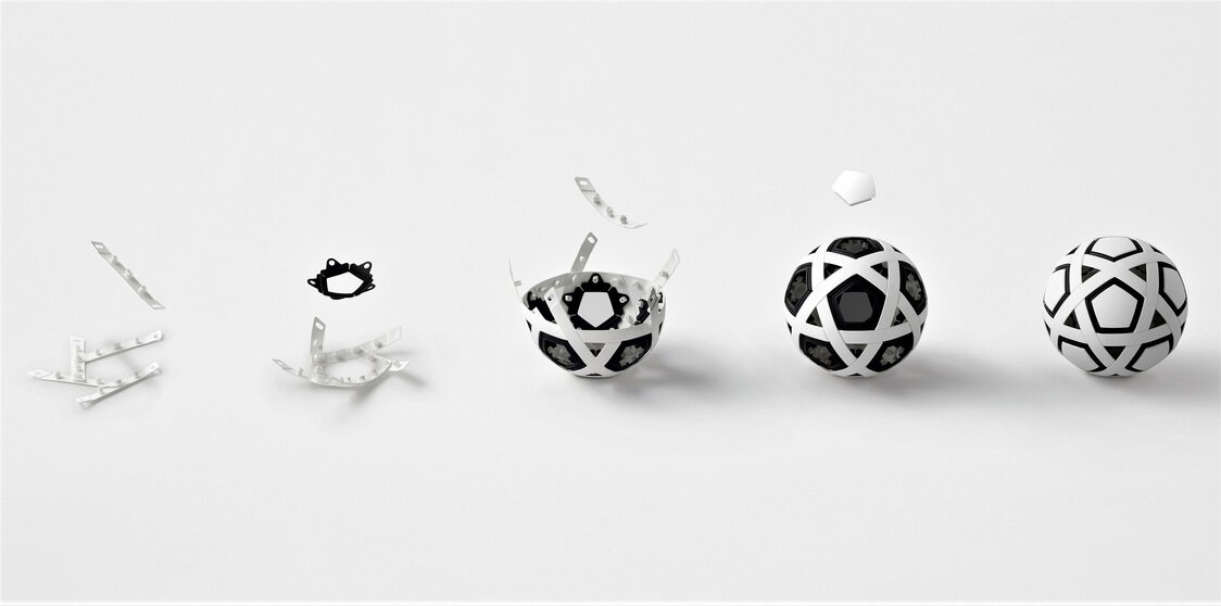 Las 54 piezas del balón están hechas de una resina sintética compuesta de polipropileno reciclado y elastómeros termoplásticos de olefinas. Fotografía: Molten.