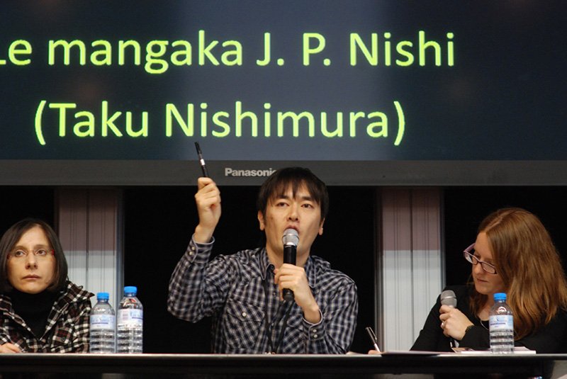 A French sign introducing “le mangaka” J. P. Nishi
