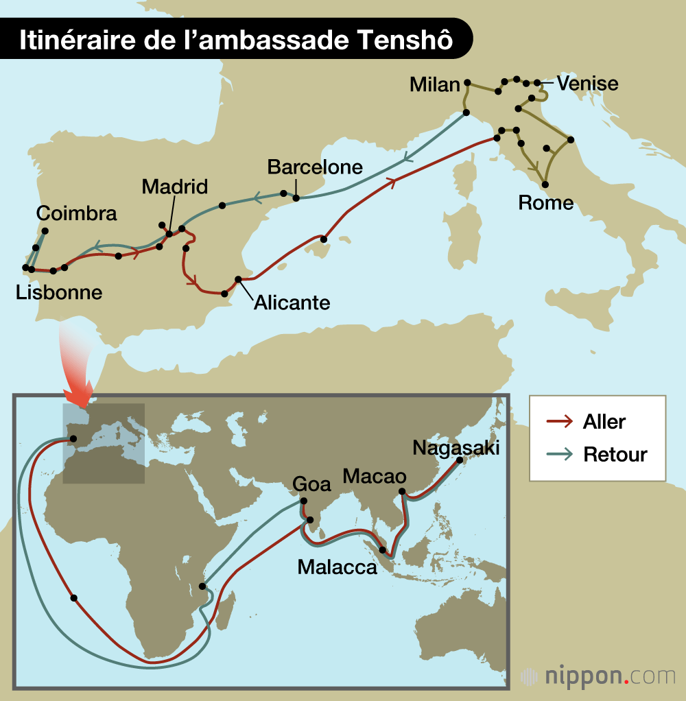 Itinéraire de l’ambassade Tenshô