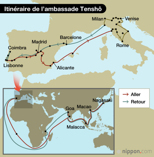Itinéraire de l’ambassade Tenshô