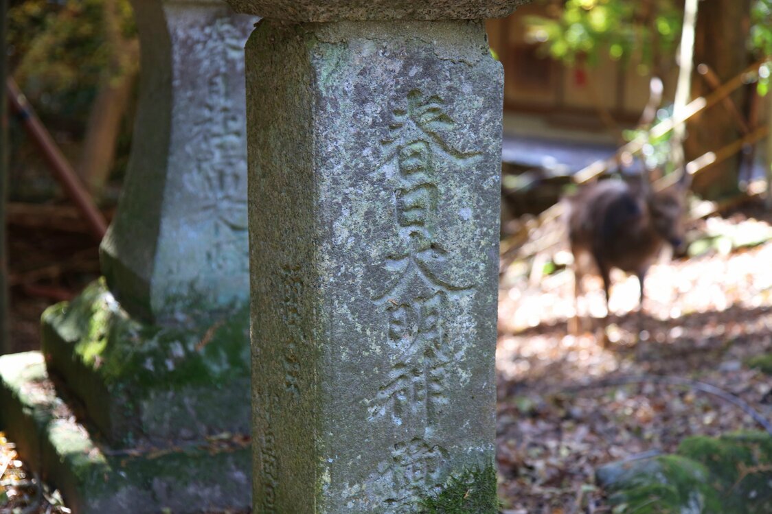 刻着“春日大明神”的石灯笼