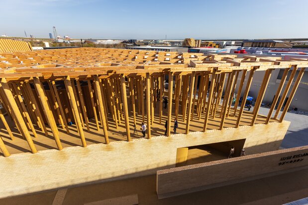 An exterior view of the pavilion. (© Nippon.com)