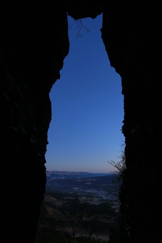 Evening view of Minamiaso from the cat cavern.