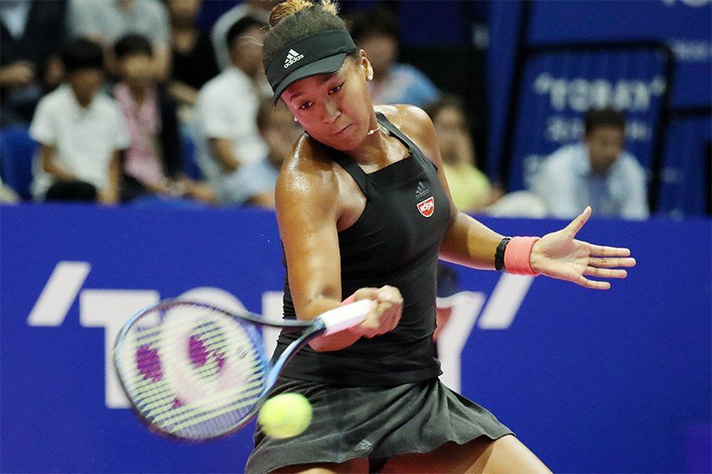 Ōsaka Naomi in action at the Pan Pacific Open in Tokyo on September 19, 2018. (© Jiji)
