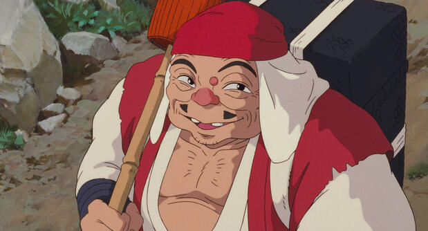 シシ神の首を狙う謎の僧・ジコ坊 © 1997 Hayao Miyazaki/Studio Ghibli, ND